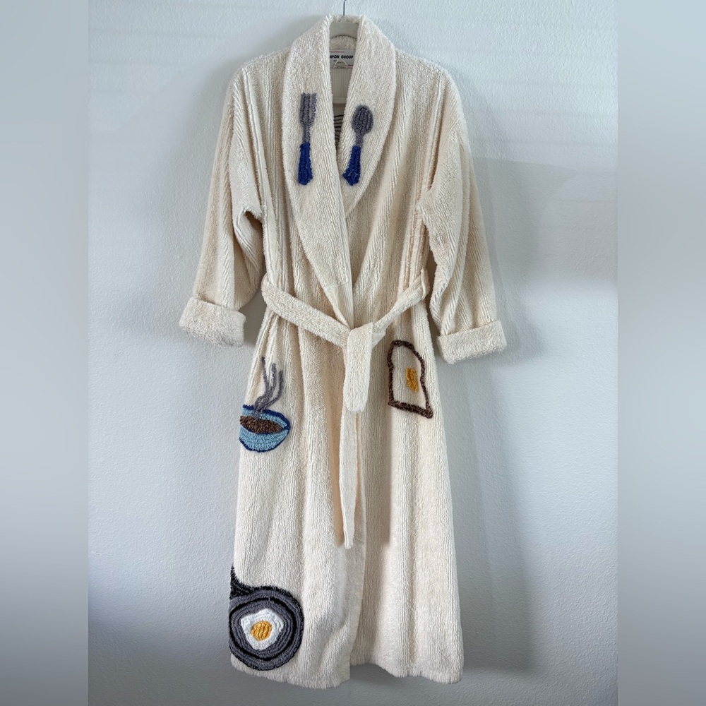 RARE Canyon Group "Breakfast is Served" Chenille Robe - Size S - The Nanny Core - Picture 2 of 11